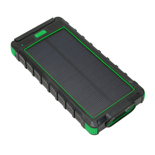 Kannettava aurinkopuhelinlaturi 20000 mAh power kompassilla ja LED-taskulamolla ulkokäyttöön musta vihreä