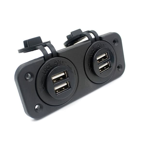 Ekstra stik til bil, båd, autocamper, 4xUSB 1A, 2,1A