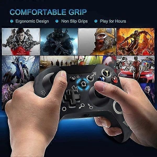 Paris Langaton ohjain Xbox Onelle, Xbox-ohjain 2,4 GHz:n langattomalla adapterilla, Xbox One X/Xbox One S/PS3 ja PC (Musta)