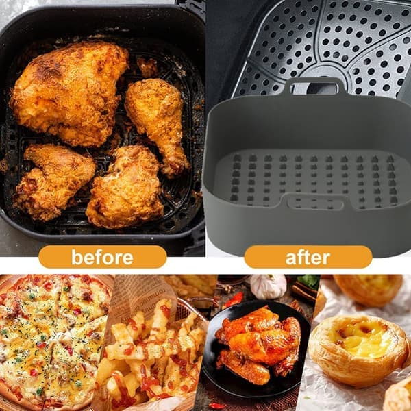 Silikonskål för Air Fryer Grå 20 cm – pa