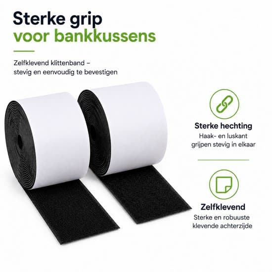 Selvklæbende velcrostrimmel 200 x 10 cm Dobbeltklæbende krog- og løkketape til sofapuder, kan klippes til, stærkt greb, sort