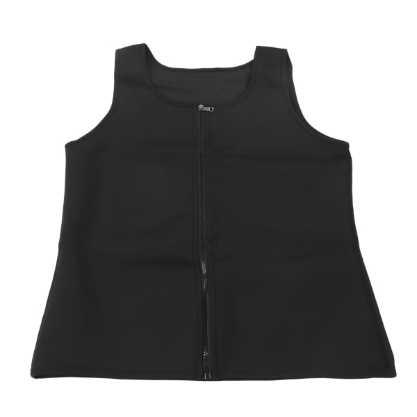 Menn Glidelås Fitness Shapewear Tank Top L Størrelse All Black Quick Dry Male Workout Slanking Tank Top