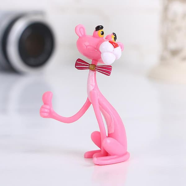 4-pack Action- & Leksaksfigurer Rosa Pantern Söt Dockmikrolandskapsdekoration Stygg Leopardmodell för Barnpresent