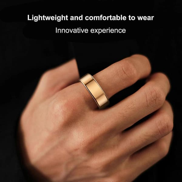 Smart Ring Helse Tracker, Hjertefrekvens Blodtrykk Søvnmonitor, IP68 Vanntett Rustfritt Stål Ring for Menn Kvinner, Gull gold 8