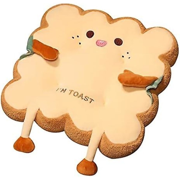 Toastleipä Superpehmeä Neliönmuotoinen Istuintyyny, Kawaii Pehmolelu Syntymäpäivä Joululahja（PA）