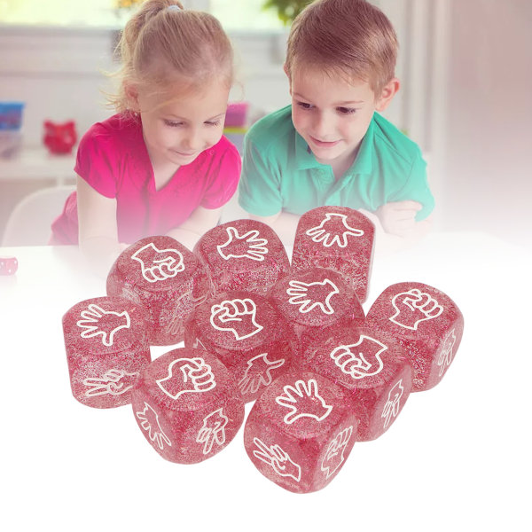 10 stk 6-sidet terningsæt sjovt interaktivt vandtæt gennemsigtigt polyedrisk terning til brætspil Rød