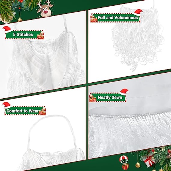 Julenissehatt, Skjegg og Parykk Juledekorasjoner Julhatt Skjegg og Parykksett for Voksne Familie Festgaver Fancy Novelty Kostyme Klær 3x Santa Beards