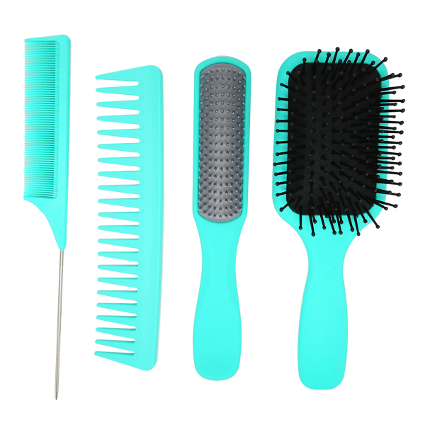 4 stk hårbørstesett padlefjerning hårbørste ni rader rottehalekam for langt tykt tynt krøllete naturlig hår Grønn boks