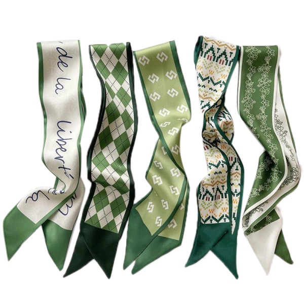 5 st grön smal halsduk printed smal halsduk Bälte dekorativ lång halsduk Halsduk Halsduk grön smal halsduk