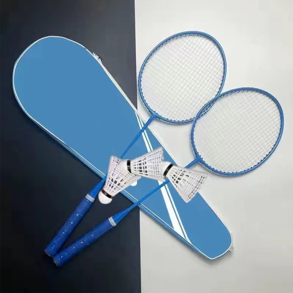 2 STK Badmintonketchersæt til udendørs baggårdsspil Lette badmintonketchere med fjerbold-bæretaske til voksne og teenagere Himmelblå