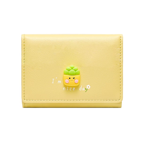 Fashionabla kort damplånbok, enkel söt studentmyntväska gul