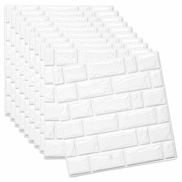 3D Väggpaneler Peel and Stick 10ST Foam Brick Tapet for hvit