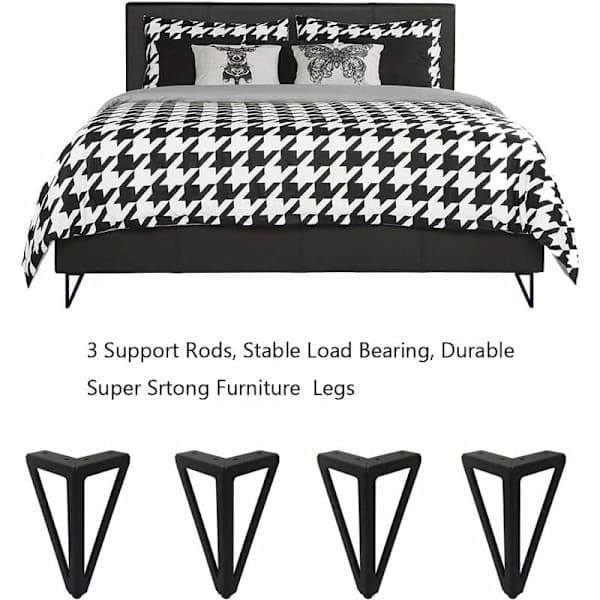 Paris_4 sorte møbelben, køkkenfødder, 6/15 cm trekantede sorte møbelskabsben, DIY-erstatning sort til sofaben, sofabord