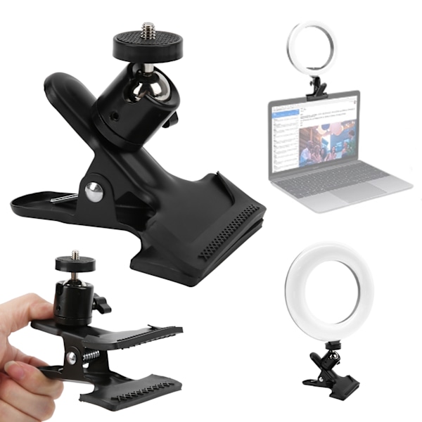 Tripod-kameraklemmefeste med 360 graders roterende kulehode 1/4 tommers skrue for bærbar PC