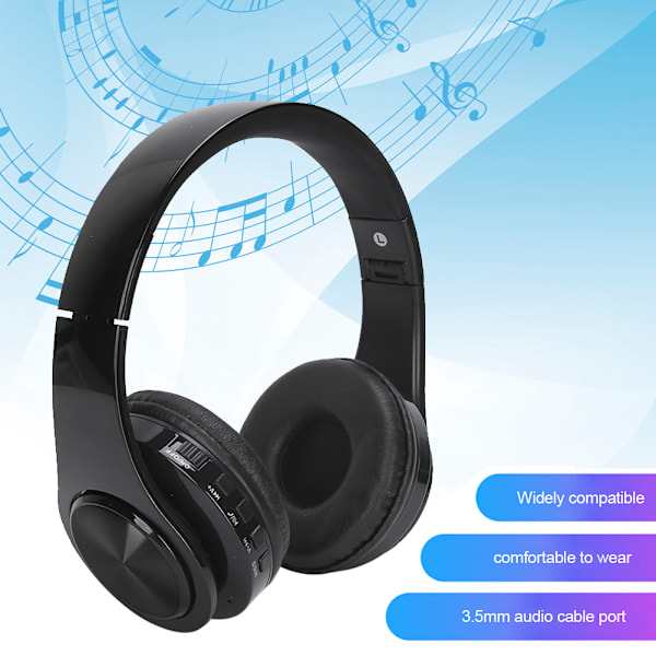 Bluetooth 5.0 Kuulokkeet Langattomat Over Ear Stereo Headset Mikrofoni Pelikuulokkeet Musta