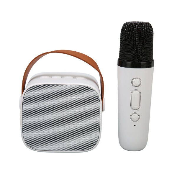 Bluetooth högtalare Set HD Stereo Uppladdningsbar Retro Bärbar Karaokemaskin för Barn Vuxna Fest Vit