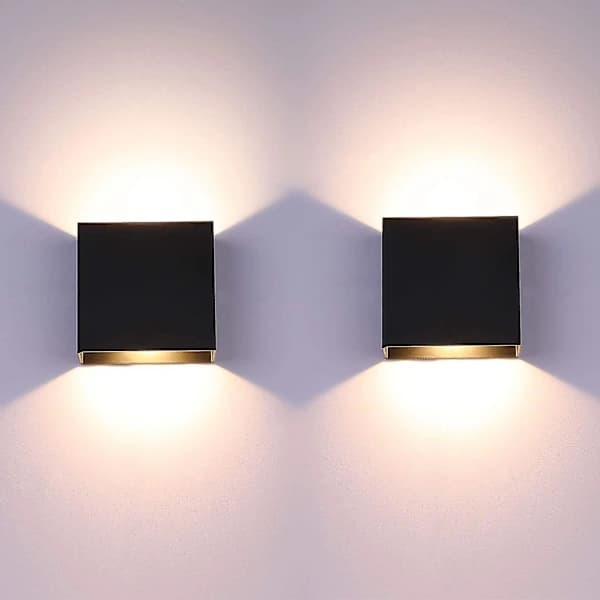 2-pack Black LED Wall Lights Indoor Up Down Aluminum 6W
