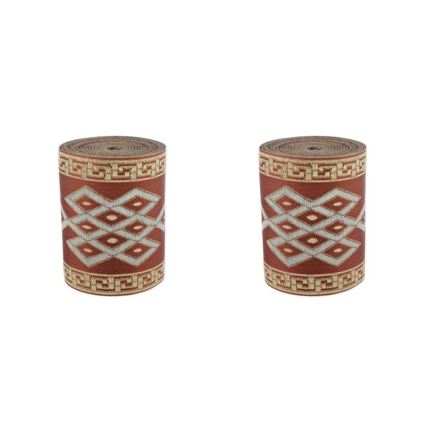 1/2/3/5 5 meter/ 5,5 Yds Jacquard Kantband Bred Vävd Kantband Röd Brun 8cm x 5M Red Brown 8cm x 5M 2Set