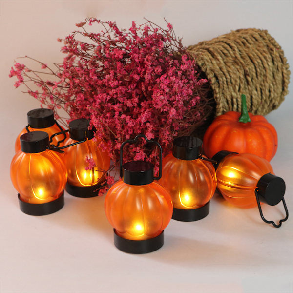 6 st Halloween Pumpa Ljuslyktor, Högtidsdekoration Hängande Lampor, LED Elektroniska Lampor