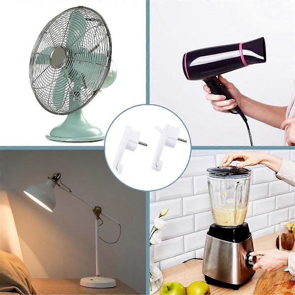 2 kpl Valkoinen Schuko Kulmapistoke Litteä, Schuko Litteä Pistoke 250 V (16 A), Schuko Pistoke, Schuko Pistoke Litteä, E.pa