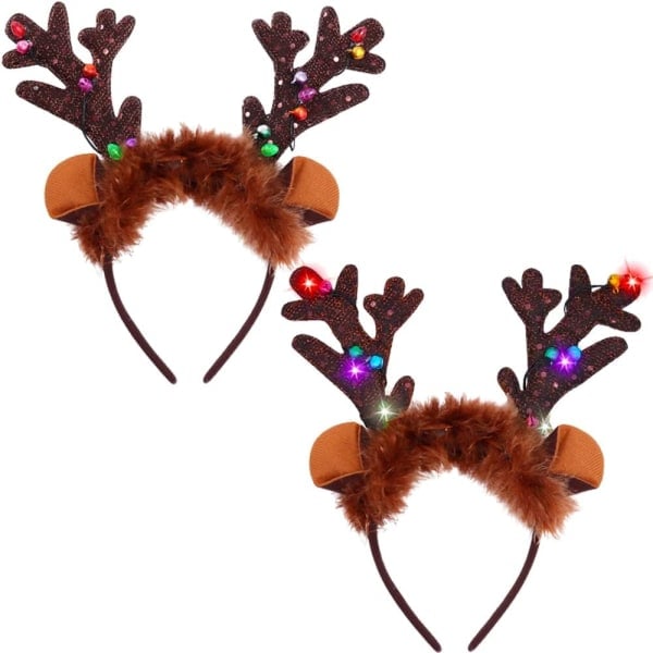 2 st. renar horn pannband, jultema pannband, LED Rensa