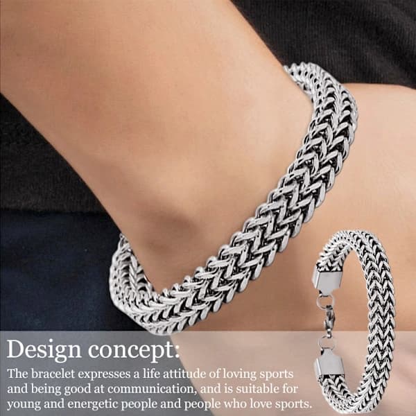 Herrearmbånd med led i rustfrit stål, bredde Længde