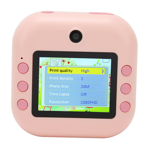 Instant Print Kamera 2,4 tommer IPS-skærm 48MP 1080P Video 8x Digital Zoom Termoprint Børne Digitalkamera Pink
