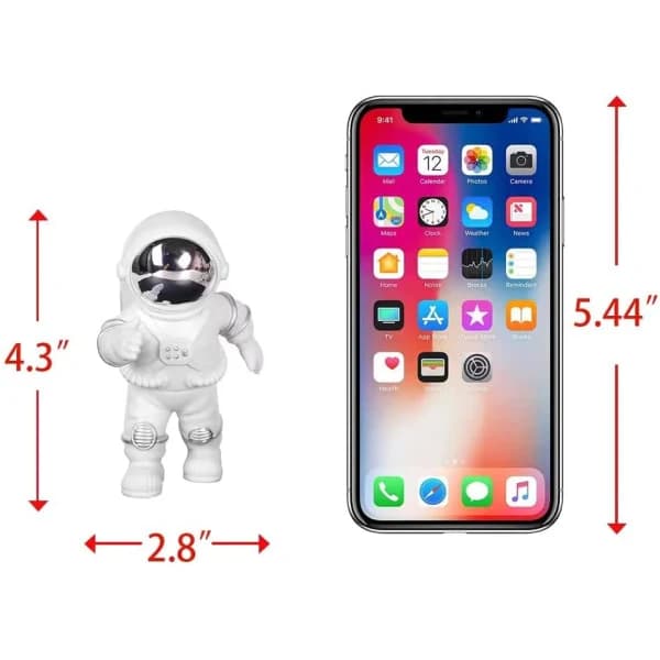 Vit hyllprydnad, bordsdekoration, söt mini rymdfigur prydnad (silver/vit liten astronautfigur)