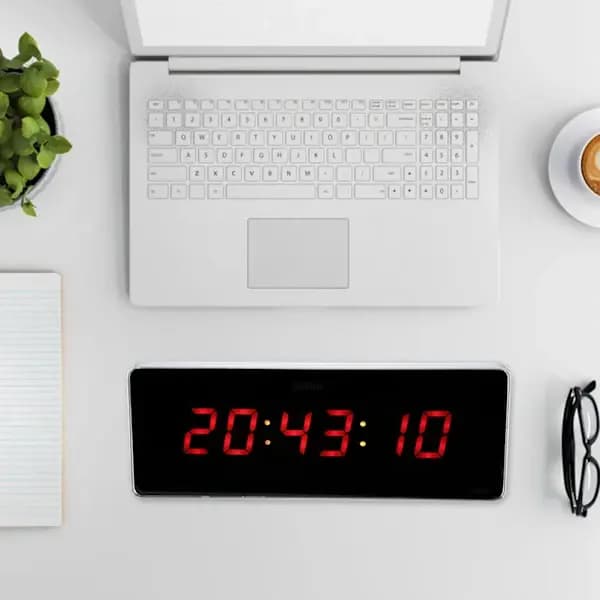 LED Wall Clock - Digital Aluminum Alloy Office Bedroom Clock (Hour + Minute + Second)