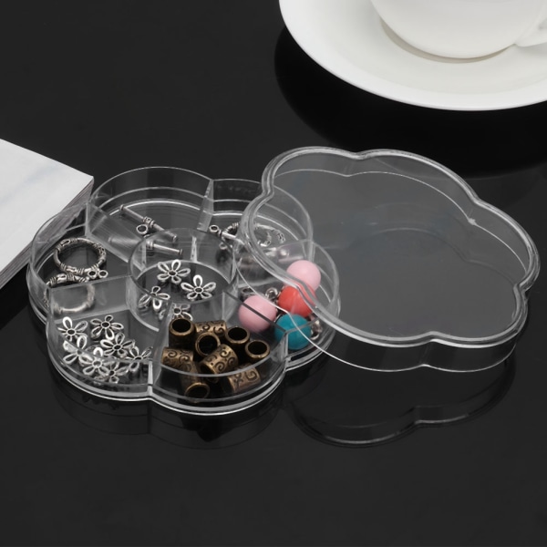 2st Transparent plast 7 Grid Smycken Pärlor Craft Integrerad förvaringslåda Case Organizer