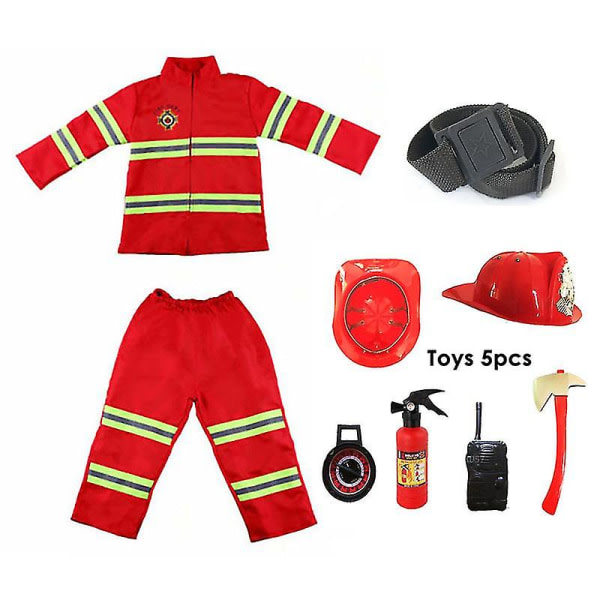 Halloween Firefighter Cosplay kostym for barn Pojkar Flickor Karnevalsfest Sam Fireman Uniform Carnival Leksaker Outfits Arbetskläder Set4 OneSize