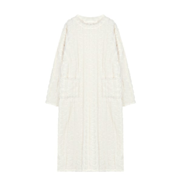 Varme og komfortable Coral Velvet nattkjole for kvinner - hvit white XL(130CM)