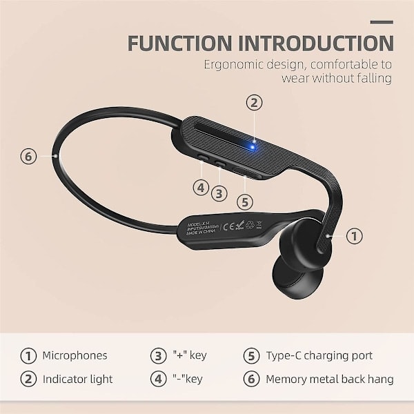 Luujohdinkuulokkeet, langattomat Bluetooth 5.0 -kuulokkeet, avoimet kuulokkeet juoksuun, pyöräilyyn