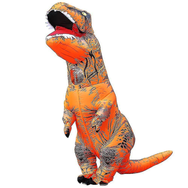 Barn Voksen Dinosaur Oppblåsbar Cosplay Kostymer T-rex Anime Tegneserie Festkjole Kostymer Halloween Kostym Gul yellow