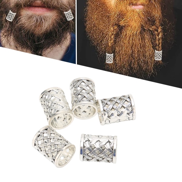 5 stk Viking-hårperler, skjegg, antikk norrønt hår, rørperler for DIY-smykker, hårdekorasjon