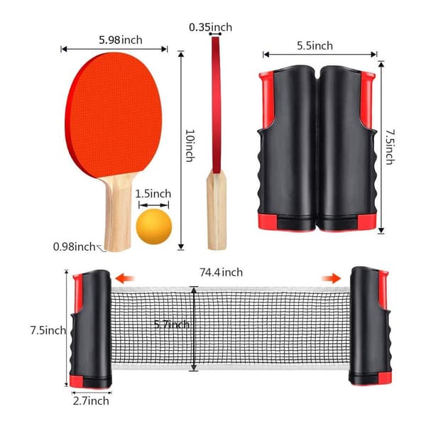 Pingisbordset med justerbart nät (passar de flesta bord)