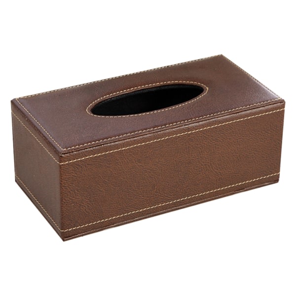 Läder Tissue Box - Äkta Läder Texture Brun - Stor