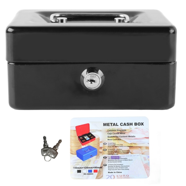 Kassalåda i metall med lås Säkerhet Bärbar liten förvaringslåda i metall med 2 nycklar för pengar Dokument Hembil