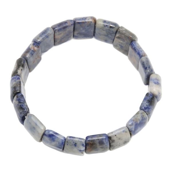 Perlearmbånd Naturstein Enkel Stretch Flat Tube Form Blå prikk blandede smykker