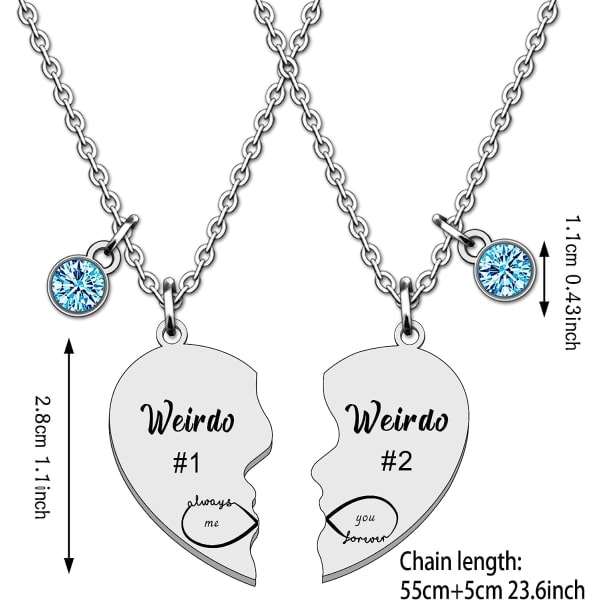 Halsband Par Halsband Vänskap Halsband Set BFF Halsband för 2 Weirdo 1 Weirdo 2 för Kvinnor Män Mors Dag Alla Hjärtans Dag Födelsedagspresenter