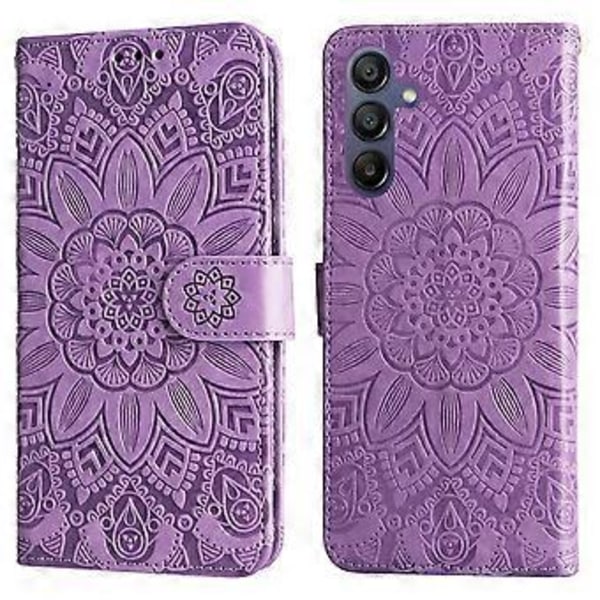 Kompatibelt Skal för Samsung Galaxy A16 5G / A16 4G - Solros Präglat Läder Plånboksfodral