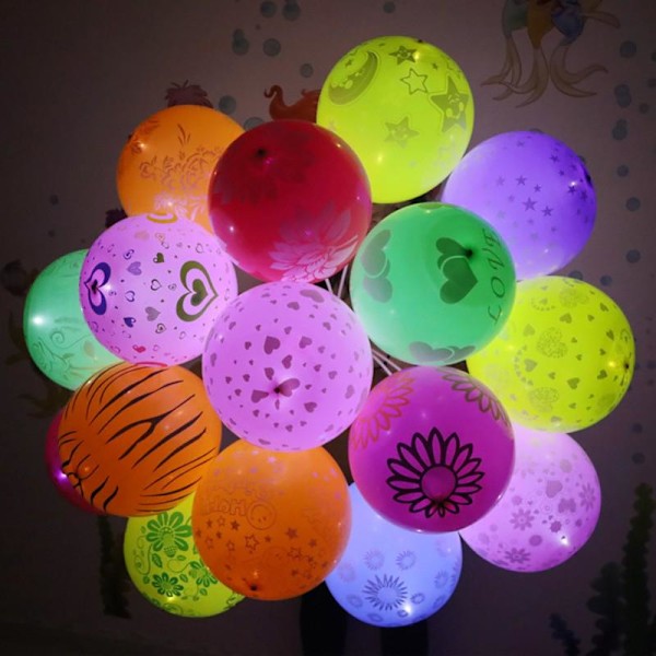 Lysende ballonglampe Lys Bar Dans Bryllup Dekorasjon Blinkende LED Lys 10stk Multicolour