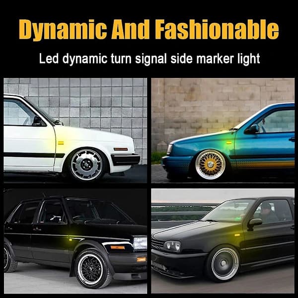 2 stk dynamiske LED-sidemarkeringslys blinklys for B3 A2 A3 Golf 2 3 Seat 2 1 Svart