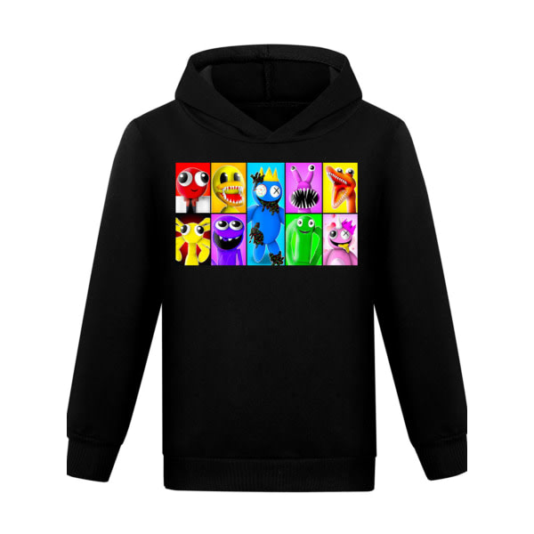 Barn ROBLOX Rainbow friends Casual Hoodie Pullover Sweatshirt svart 130cm