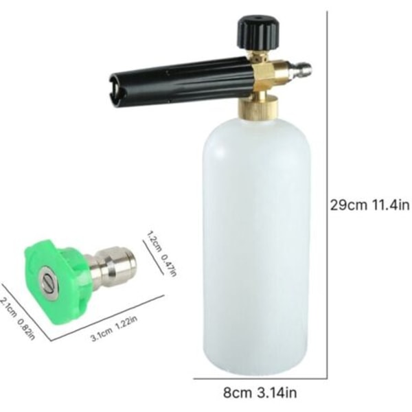 Skumlanse med 1/4\" hurtigkobling, 1 liter, 5 dysespidser til højtryksrenser.pa