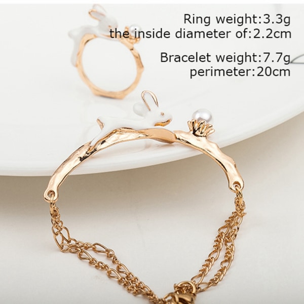 Mode Kvinnor Flicka Legering Faux Pearl Dekoration Armband Ring Hårklämma Set(Ring)