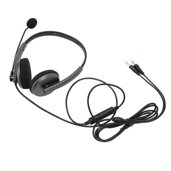 Call Center Headset Multifunktionelt Stilfuldt støjreducerende HD Opkald Høreværn Telefon Headset Space Grå Dual 3,5 mm