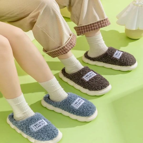 Fuffy Fur Slippers Plys Flade Slippers BRUN 42-43 Brun 42-43