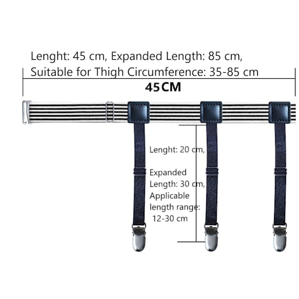 Skjorteholdere Nylon 1 par Sort/Hvid
