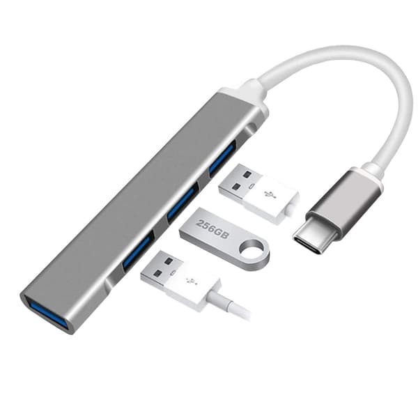 USB-C-hub med 4 porter - Sølv